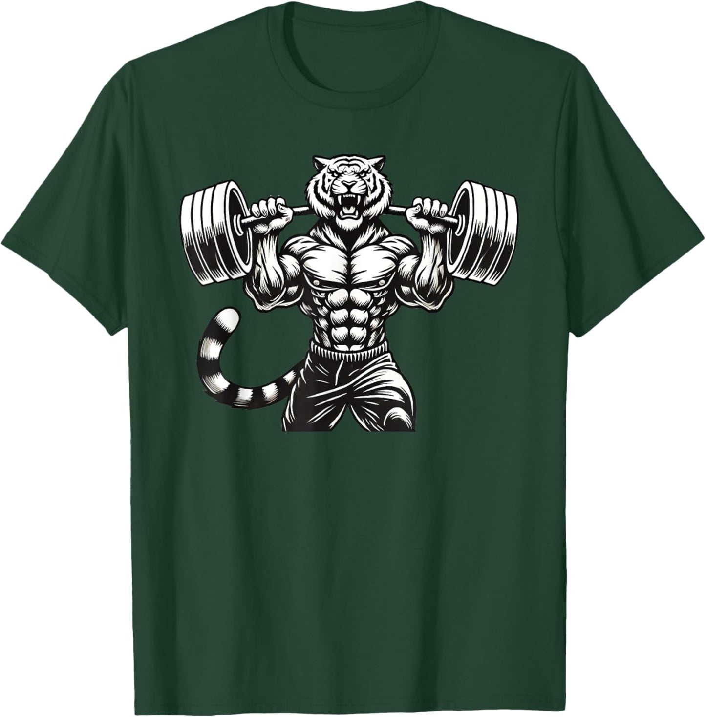 Tiger Powerlifting Weightlifting Gym Workout T-Shirt - T-Shirt | Forest