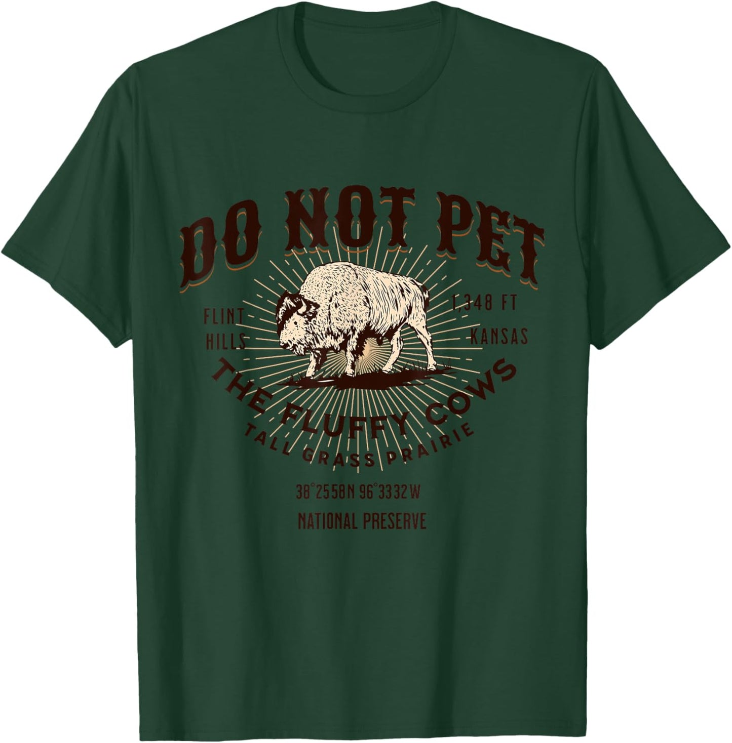 Tall Grass Prairie National Preserve Kansas Funny Bison T-Shirt - T-Shirt | Forest