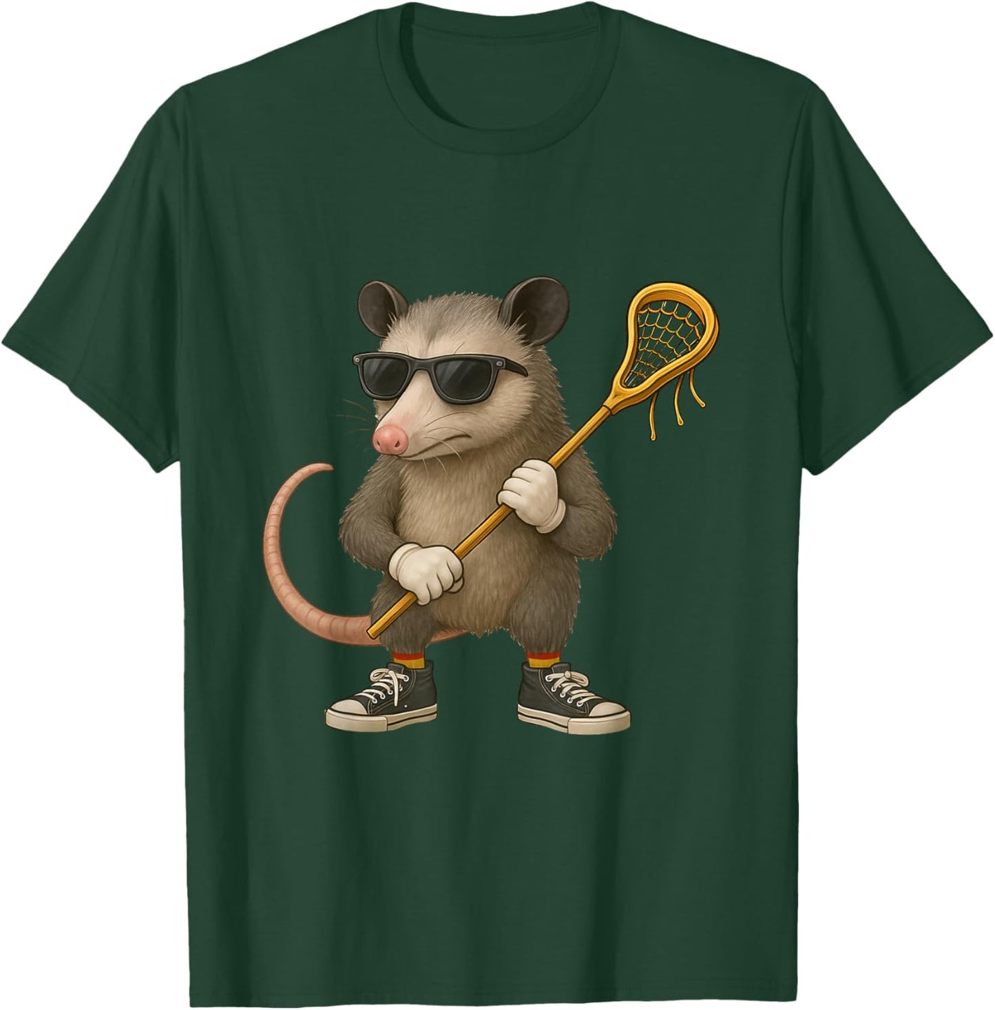 Funny Lacrosse LAX Possum Kids Men Women Lacrosse Player T-Shirt - T-Shirt | Forest