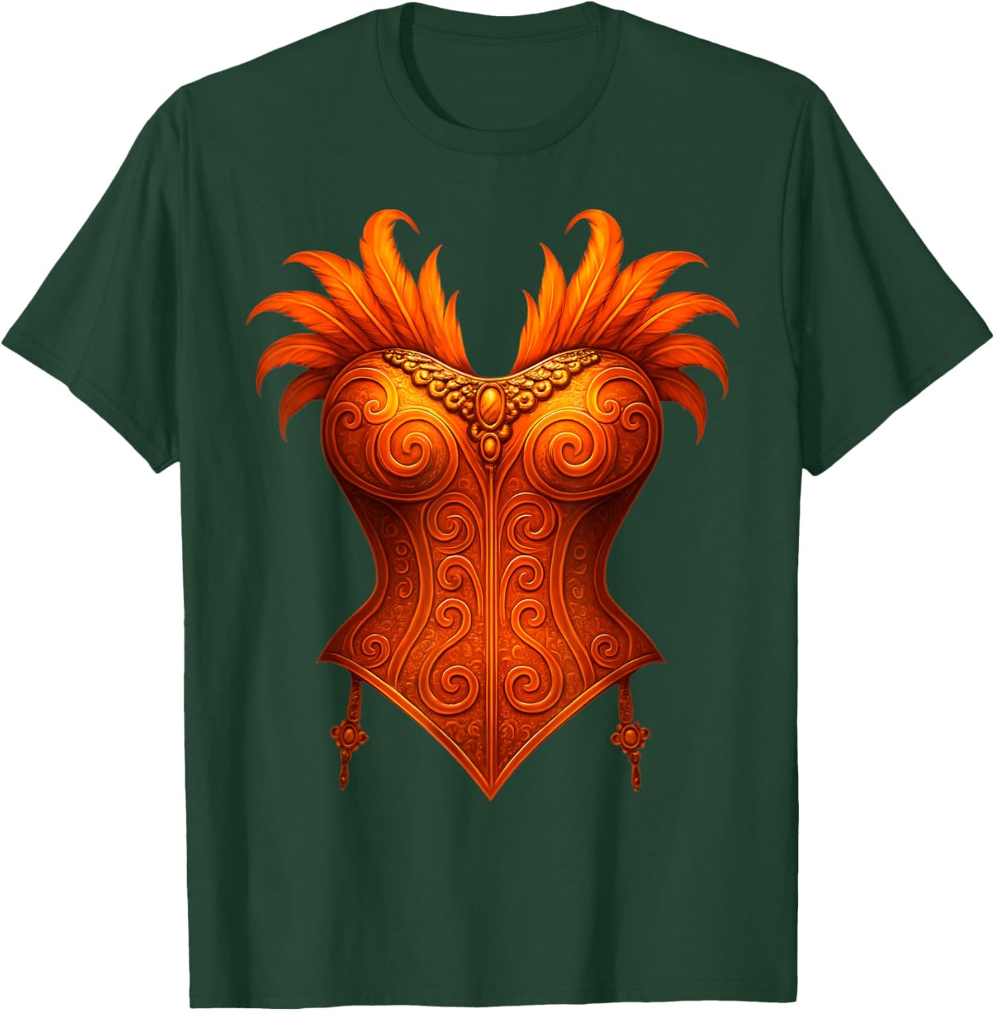 Showgirl Costume Illusion Orange Corset Feather Halloween T-Shirt - T-Shirt | Forest