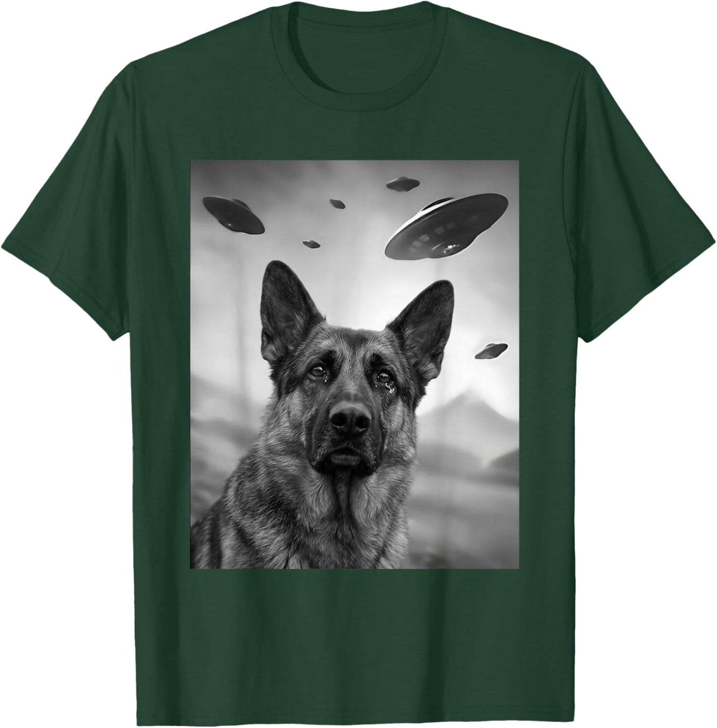 German Shepherd UFO Funny Dog Lover Owner T-Shirt - T-Shirt | Forest