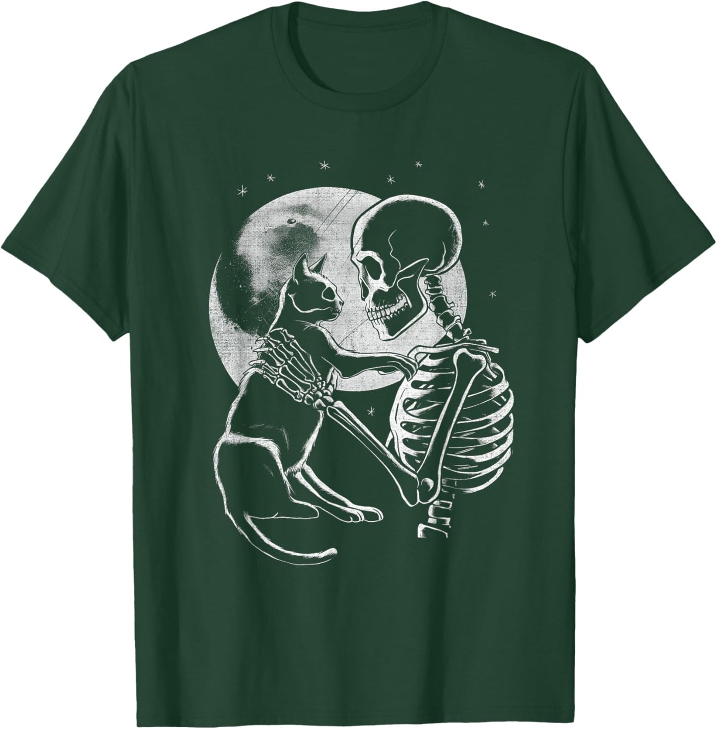 Skeleton Holding A Cat Funny Halloween Men Women Girl Kids T-Shirt - T-Shirt | Forest