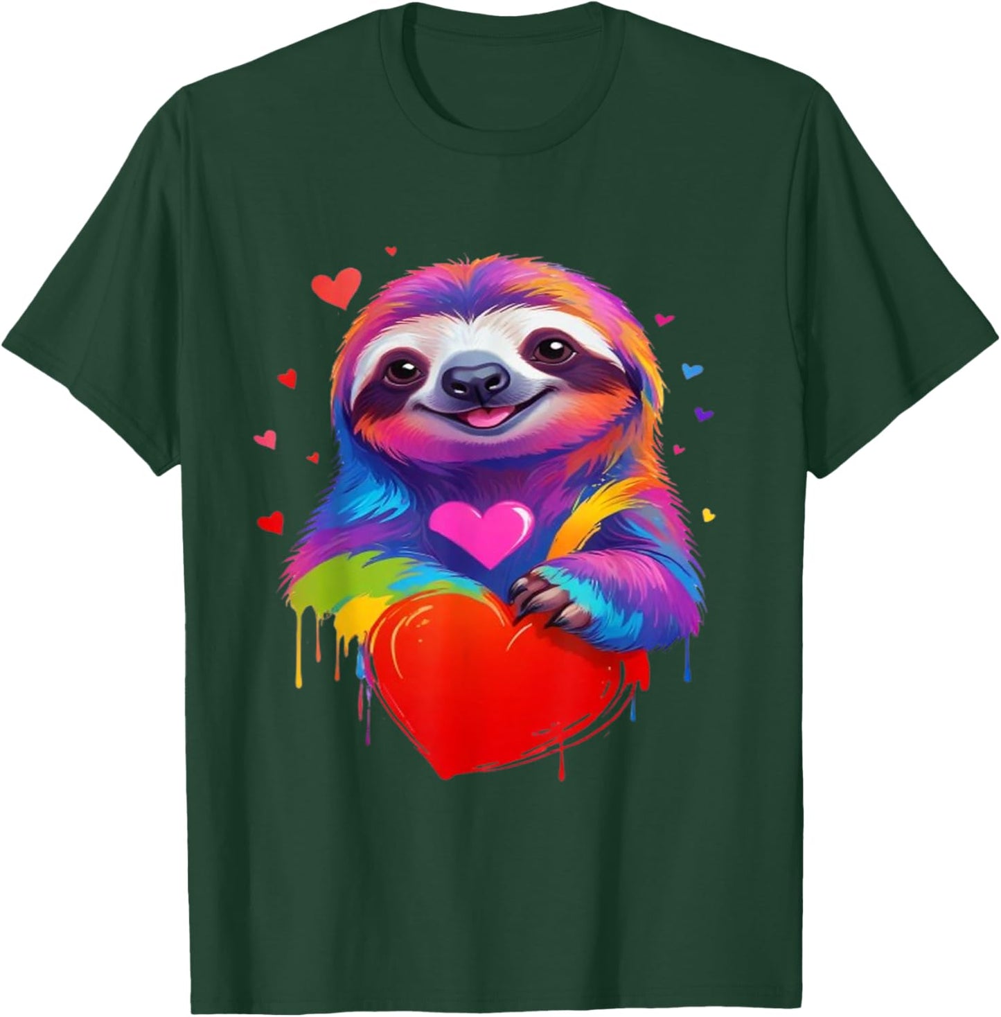 Colorful Sloth - Rainbow Sloth Heart Animal Lover T-Shirt - T-Shirt | Forest