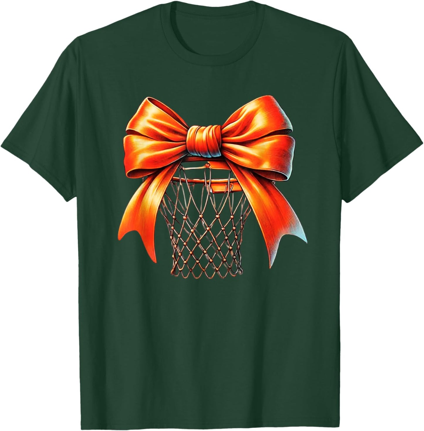 Cute Basketball Coquette Bow Basketball Girl Basketball Hoop T-Shirt - T-Shirt | Forest