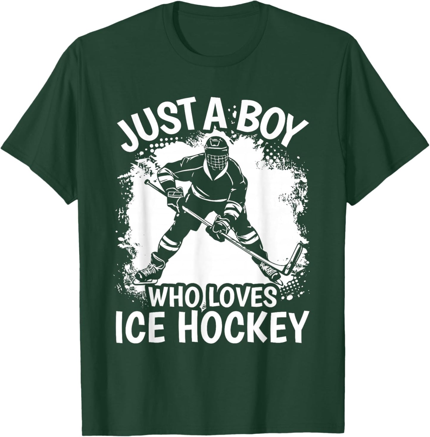 Just A Boy Who Loves Ice Hockey Vintage Boys Kids T-Shirt - T-Shirt | Forest