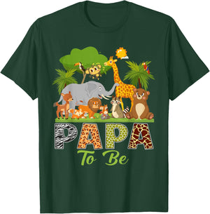 Soon To Be Papa Jungle Animal Safari Baby Announcement T-Shirt - T-Shirt | Forest