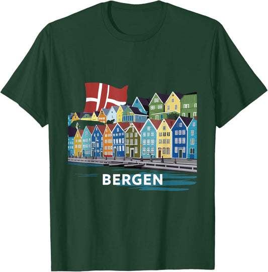 Fjord Bergen Norway Costume Fjords of Norway Harbor City T-Shirt - T-Shirt | Forest