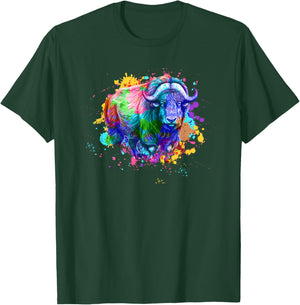 Musk Ox With Watercolors - Musk Ox Muskox T-Shirt - T-Shirt | Forest