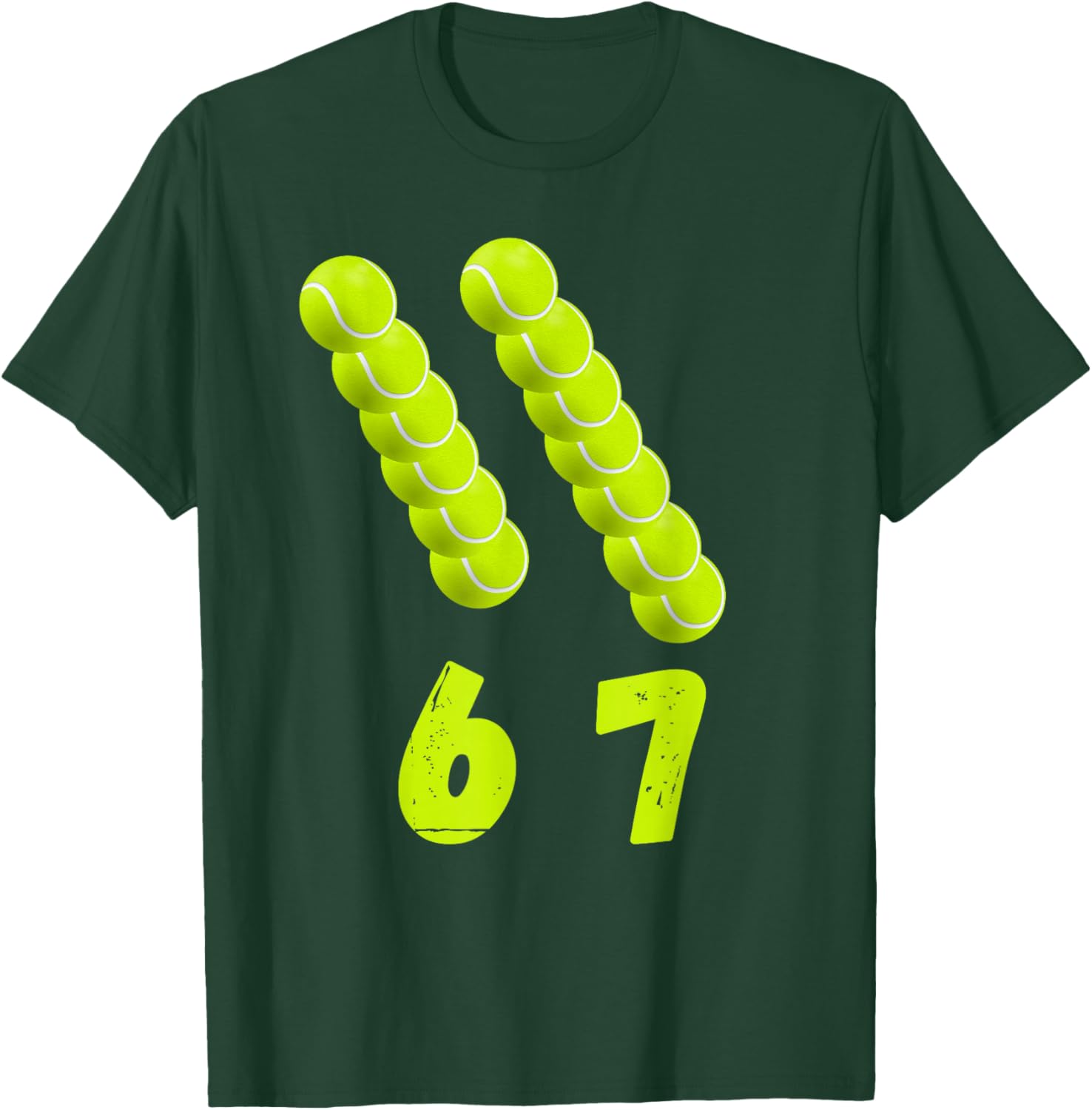 Funny Tennis Lover 6 7 Meme Tennis Balls Gen Alpha Slang T-Shirt - T-Shirt | Forest