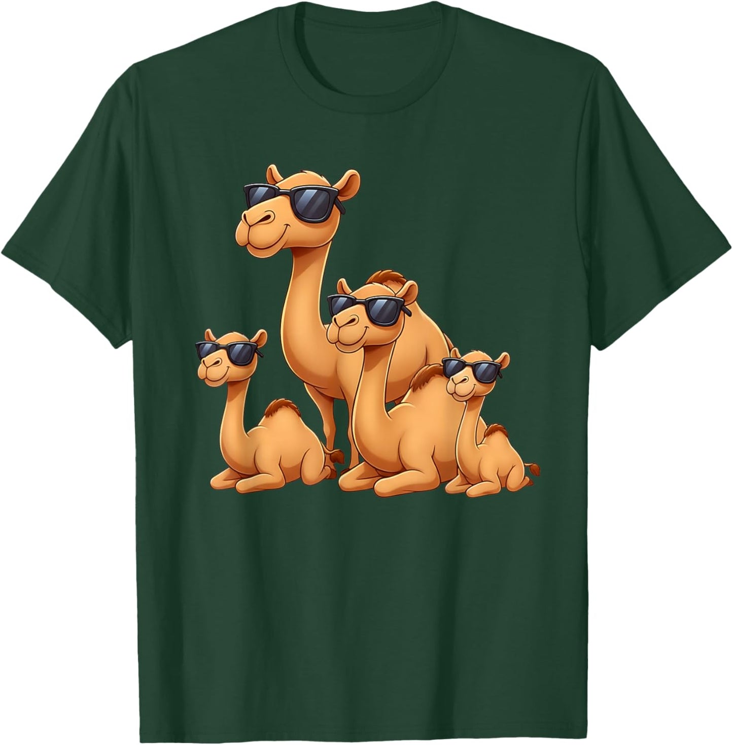 Camel Family Wearing Sunglasses Funny Arabian Animal Desert T-Shirt - T-Shirt | Forest