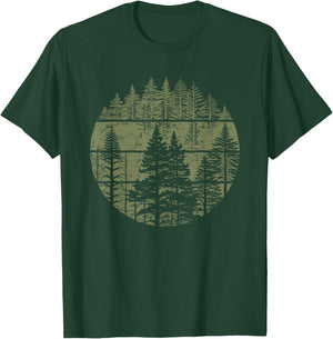 Retro Forest Trees Outdoors Nature Women Men Vintage Graphic T-Shirt - T-Shirt | Forest