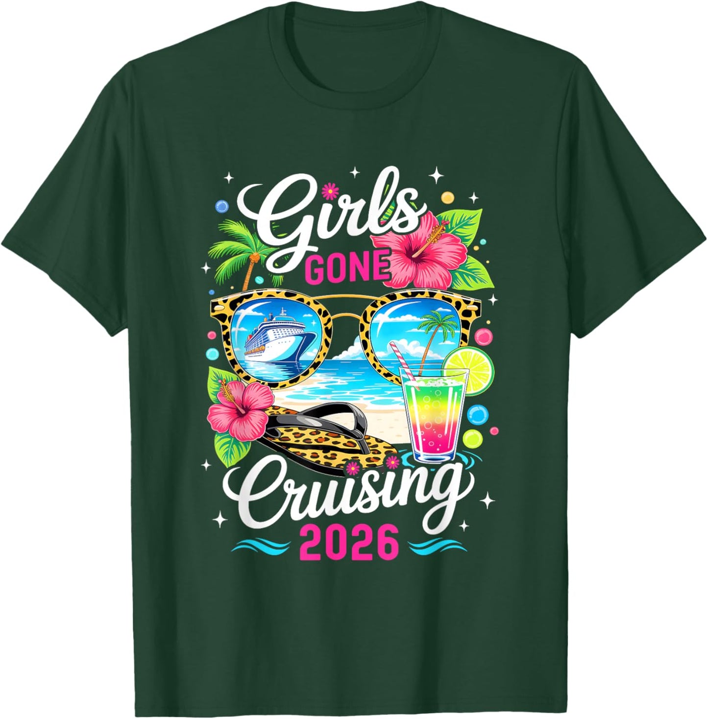 Girls Gone Cruising 2026 Tropical Vacation Party Trip T-Shirt - T-Shirt | Forest