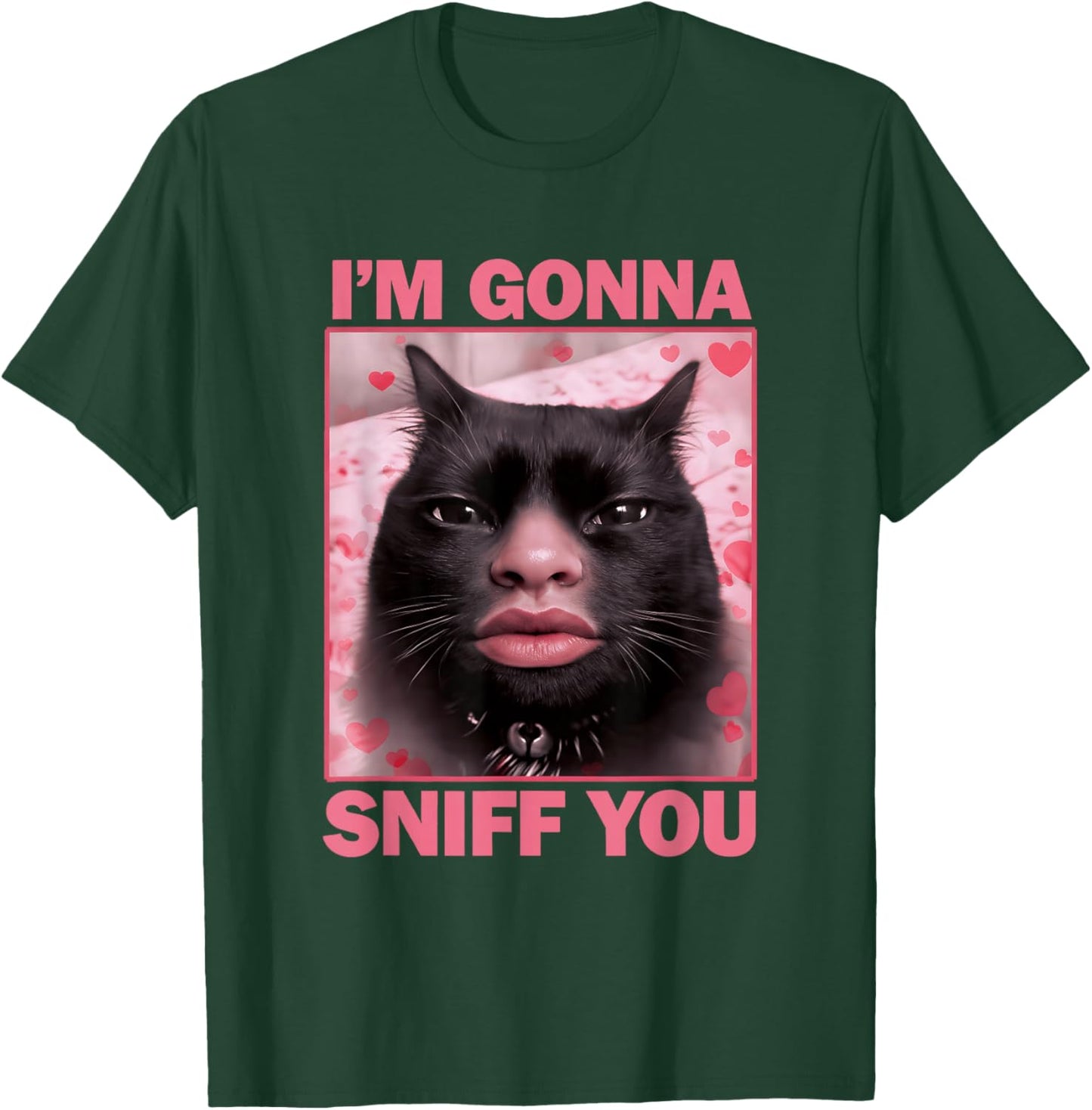 Im Gonna Sniff You Cat Meme Brainr0t Lips Staring Weird Cat T-Shirt - T-Shirt | Forest
