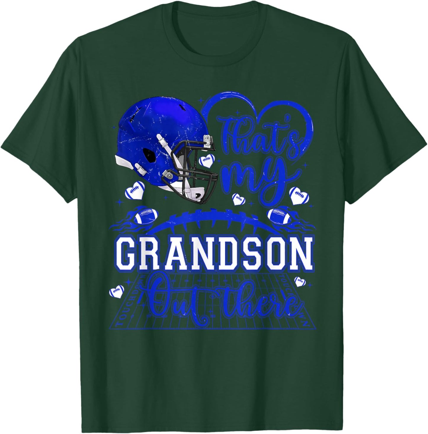 That's My Grandson Out There Game Day Football Family Pride T-Shirt - T-Shirt | Forest