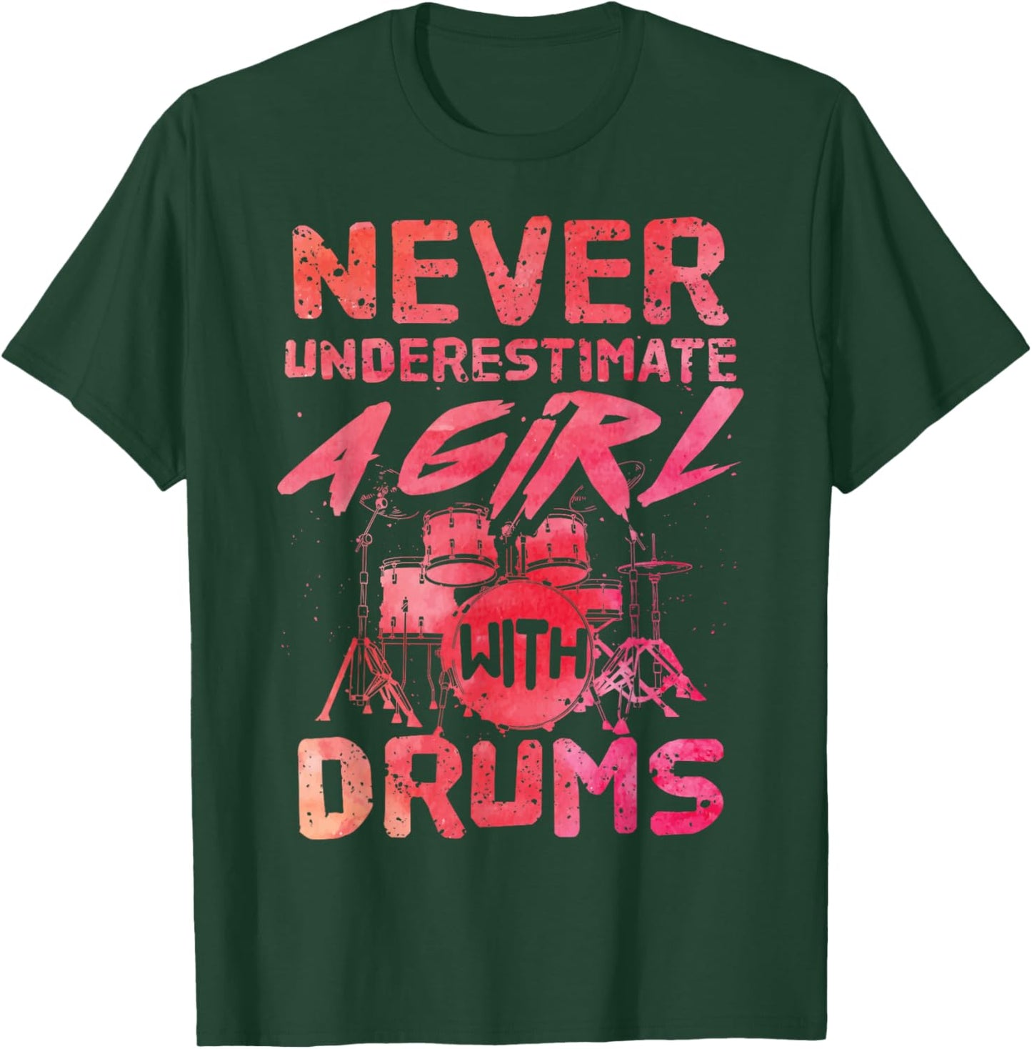 Funny Drummer Art For Girls Women Drumming Drum Set Drummer T-Shirt - T-Shirt | Forest