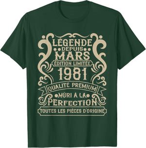 Mars 1981-45 Ans Anniversaire Cadeau Vintage 1981 T-Shirt - T-Shirt | Forest