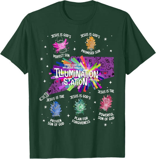 Illumination Station VBS 2026 Bible Jesus Christian Lights T-Shirt - T-Shirt | Forest