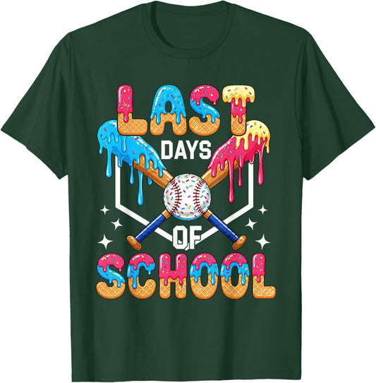 Last Day of School Baseball Drip Graduation Boys Teens Kids T-Shirt - T-Shirt | Forest