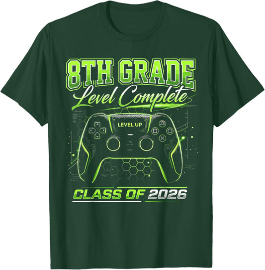 Gaming Graduation Shirt, 8th Grade Level Complete T-Shirt - T-Shirt | Forest