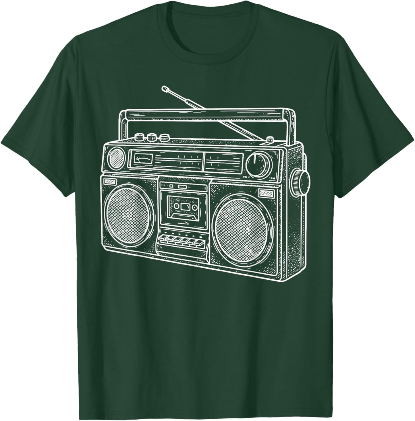 Boombox Line Art R&B Hip Hop Music T-Shirt - T-Shirt | Forest