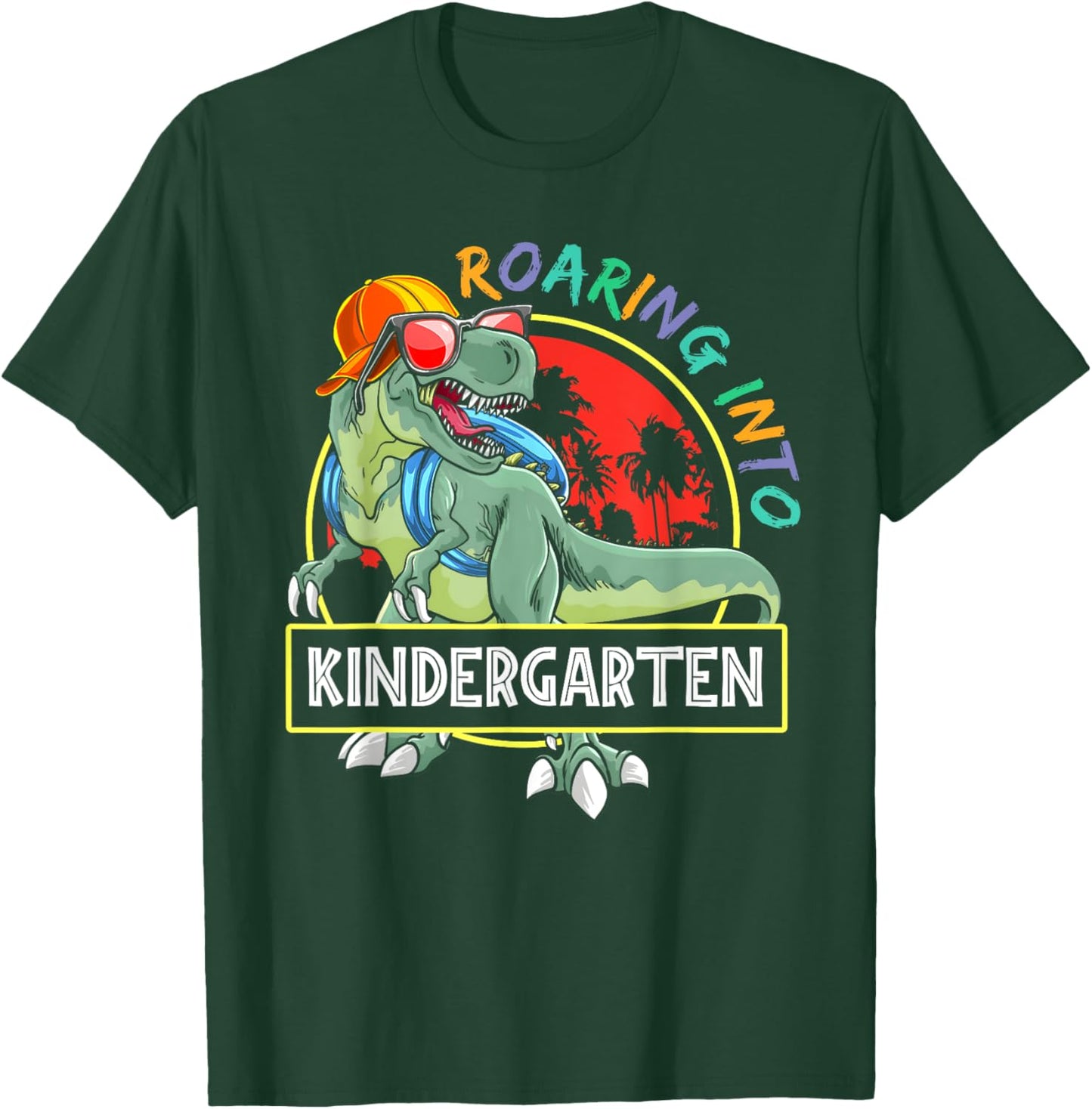 Roaring Into Kindergarten Dinosaur TRex Back To School Kids T-Shirt - T-Shirt | Forest