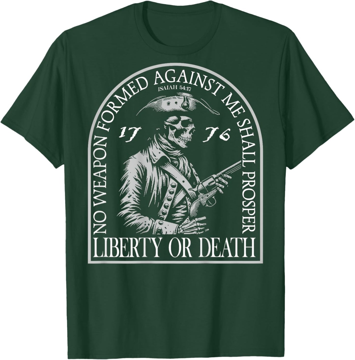 No Weapon Formed Against Me Shall Prosper (on back) T-Shirt - T-Shirt | Forest