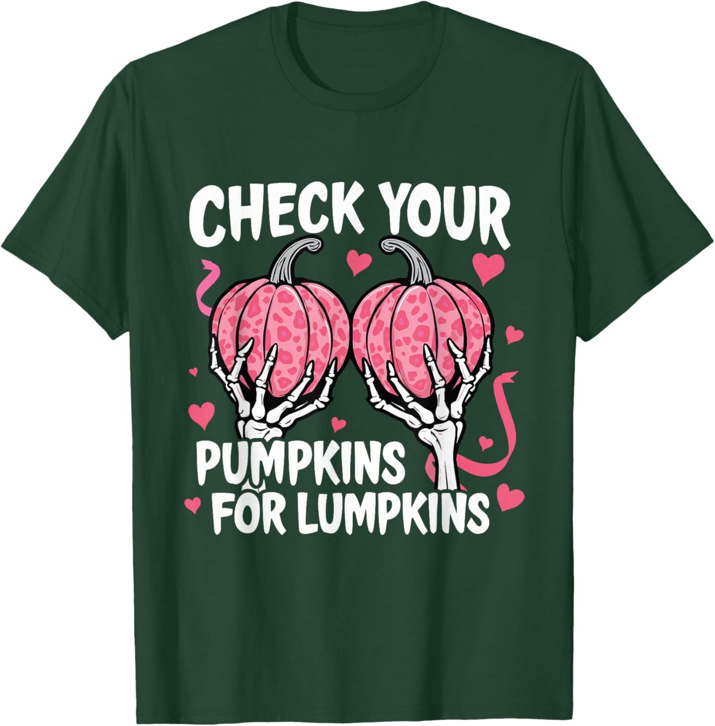 Check Your Pumpkins Breast Cancer Awareness Halloween Women T-Shirt - T-Shirt | Forest