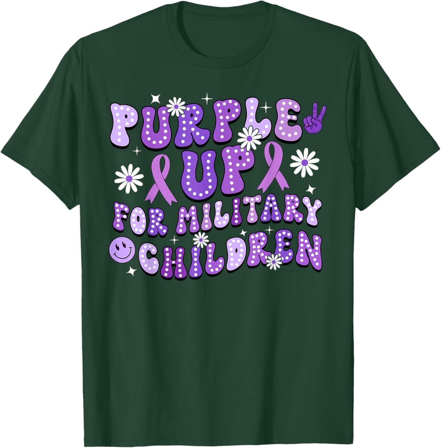 Purple Up for Military Kids Heart Military Children Toddlers T-Shirt - T-Shirt | Forest