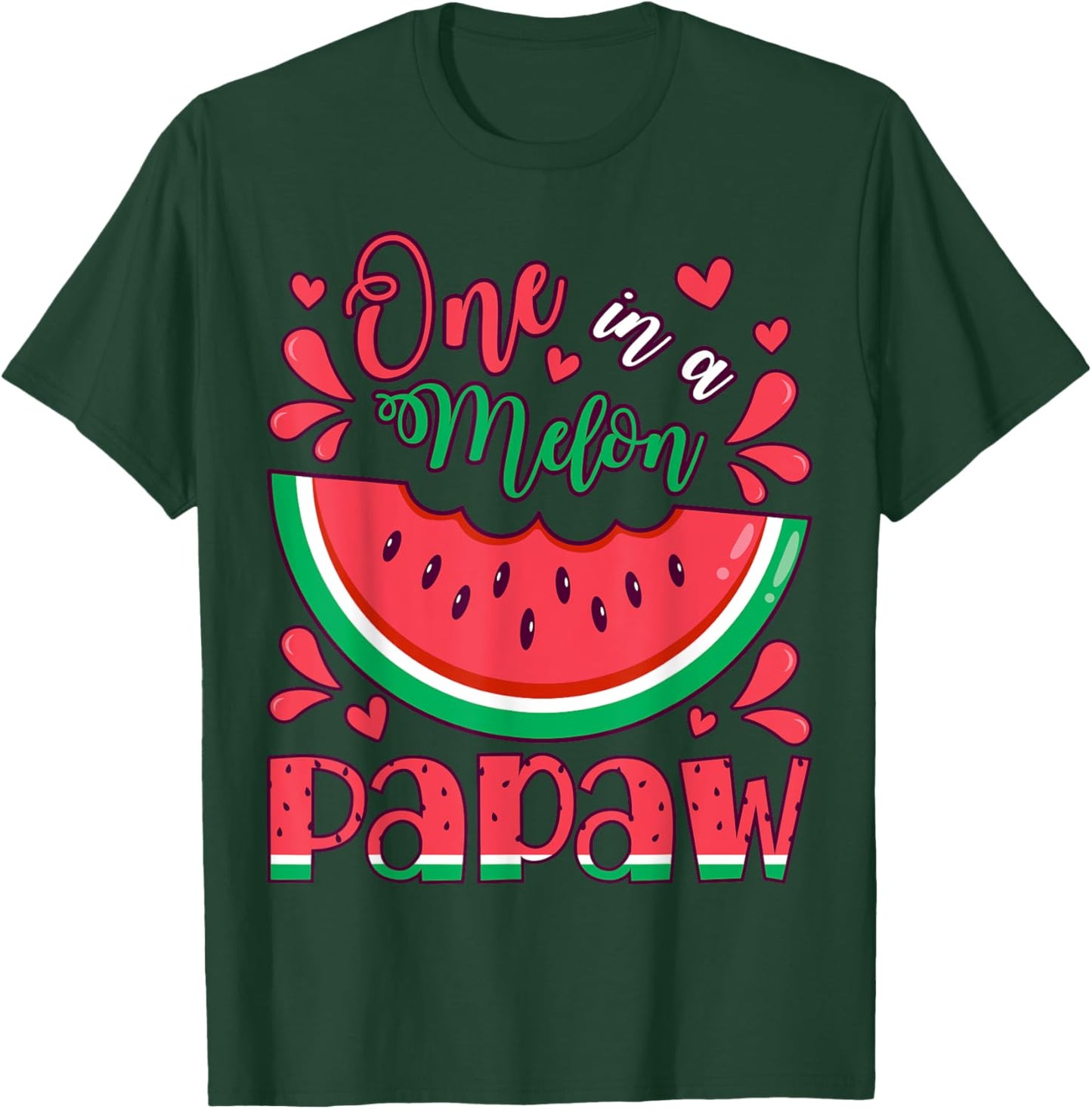 One in a Melon Papaw Birthday Party Matching Family Group T-Shirt - T-Shirt | Forest