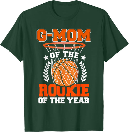 G Mom of Rookie 1st Basketball Bday Theme Matching T-Shirt - T-Shirt | Forest