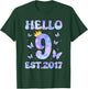 Hello Nine Est 2017 9th Birthday Girl 9 Year Old Butterfly T-Shirt - T-Shirt | Forest