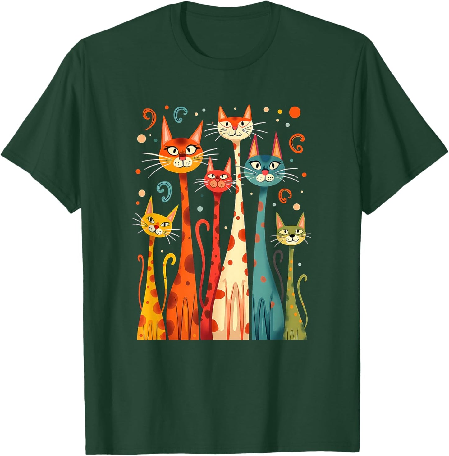 Cute Vintage Retro Mid-Century Long Neck Cats 50s 60s Style T-Shirt - T-Shirt | Forest