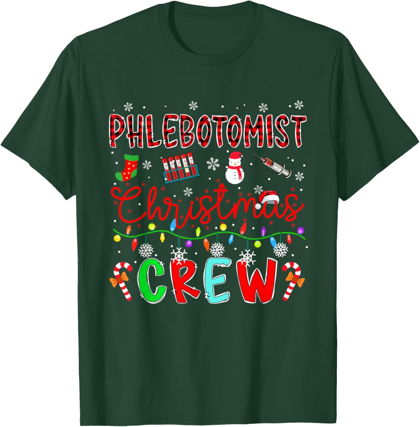 Phlebotomist Christmas Crew Matching Job Team Funny Parties T-Shirt - T-Shirt | Forest