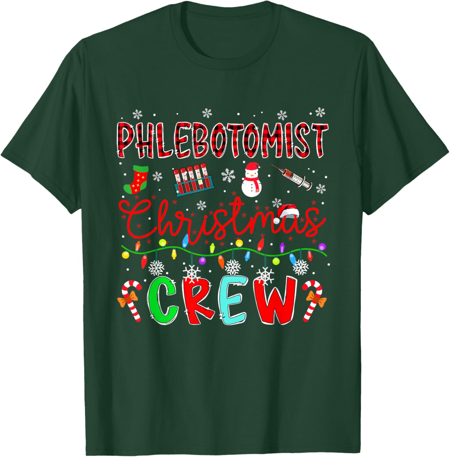 Phlebotomist Christmas Crew Matching Job Team Funny Parties T-Shirt - T-Shirt | Forest