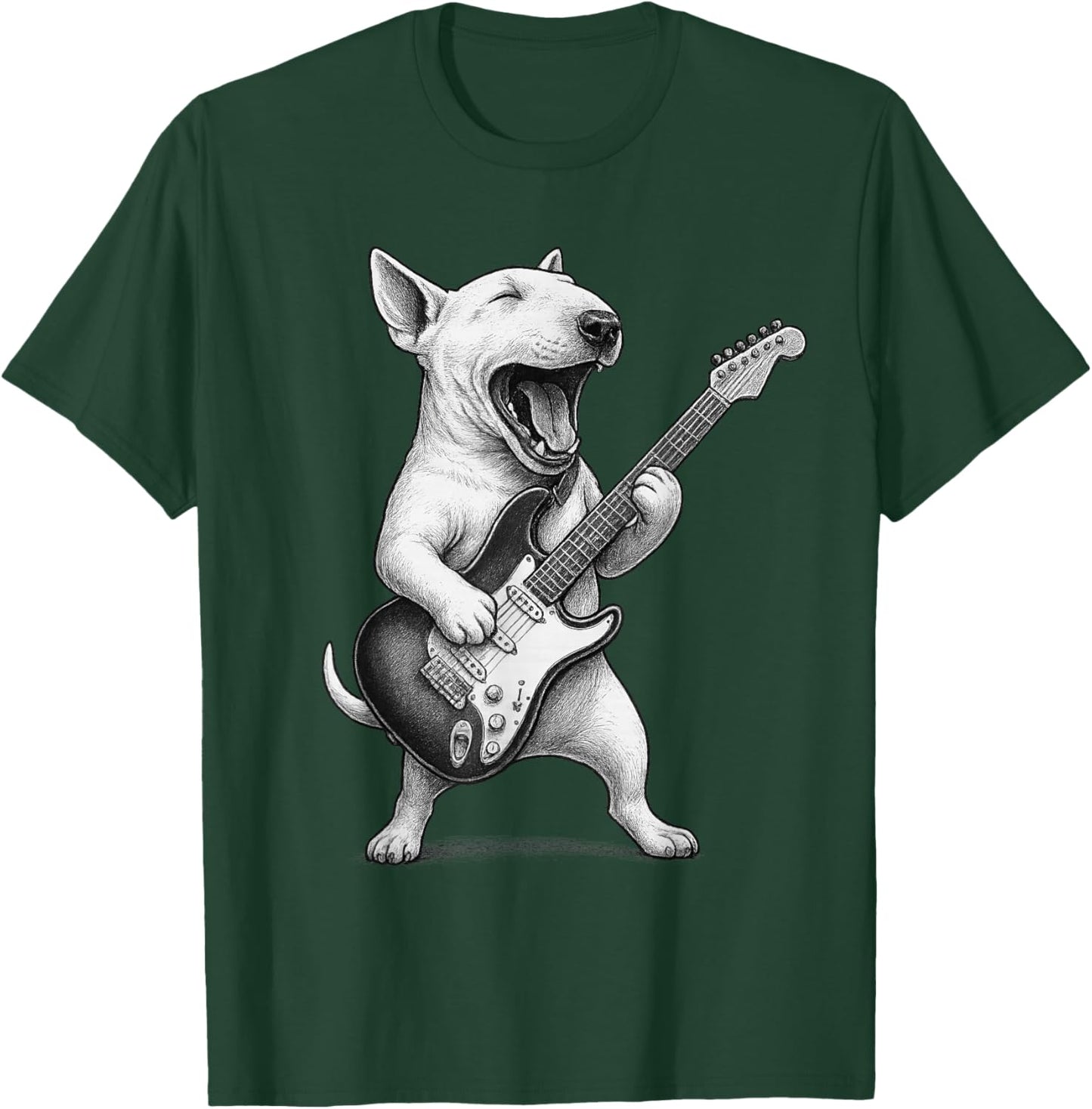 Englischer Bullterrier spielt Gitarre Rock Musik Hundeliebhaber T-Shirt - T-Shirt | Forest