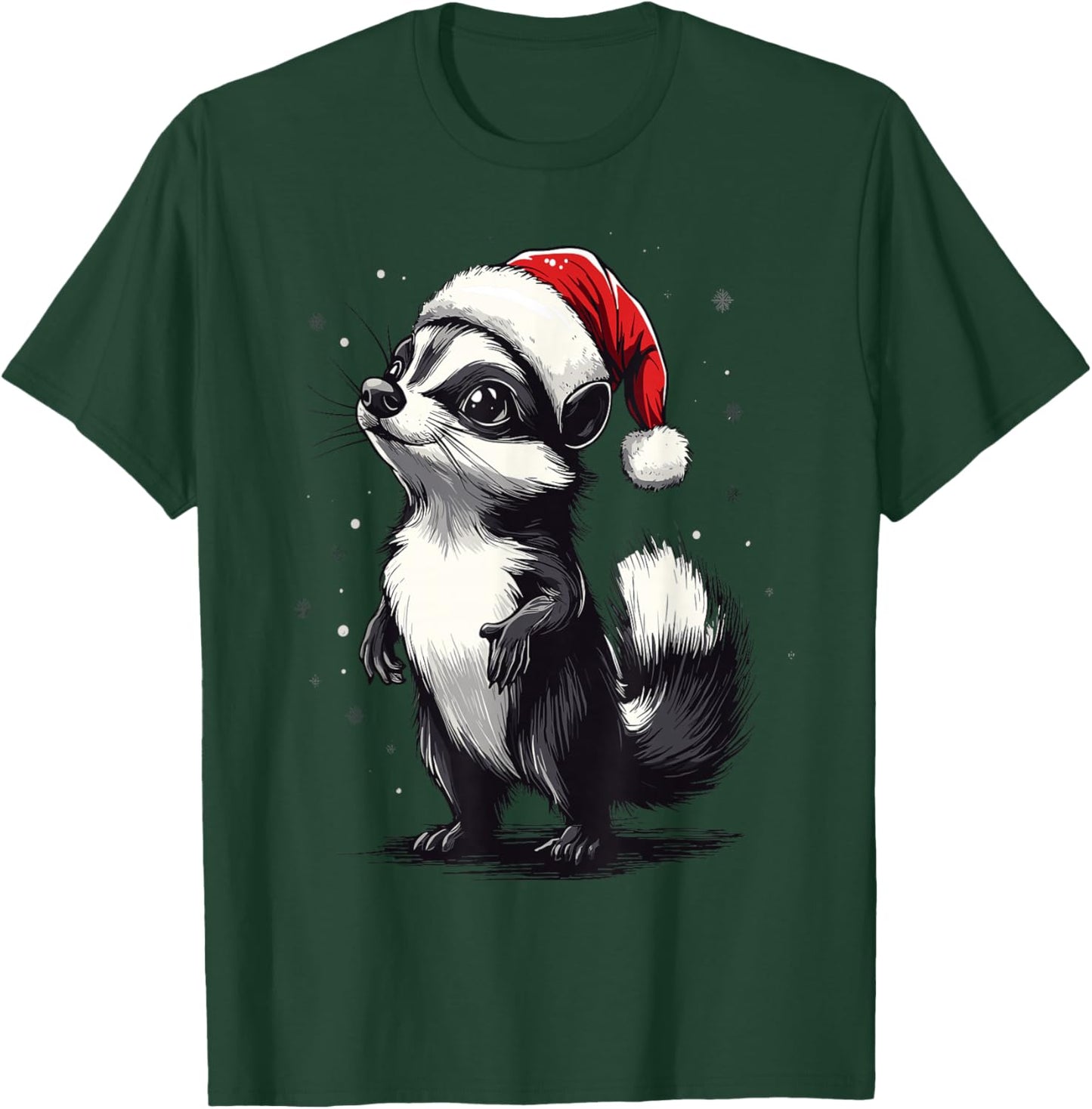 Skunk Santa Hat Funny Xmas Skunk Lovers Christmas Pajama T-Shirt - T-Shirt | Forest