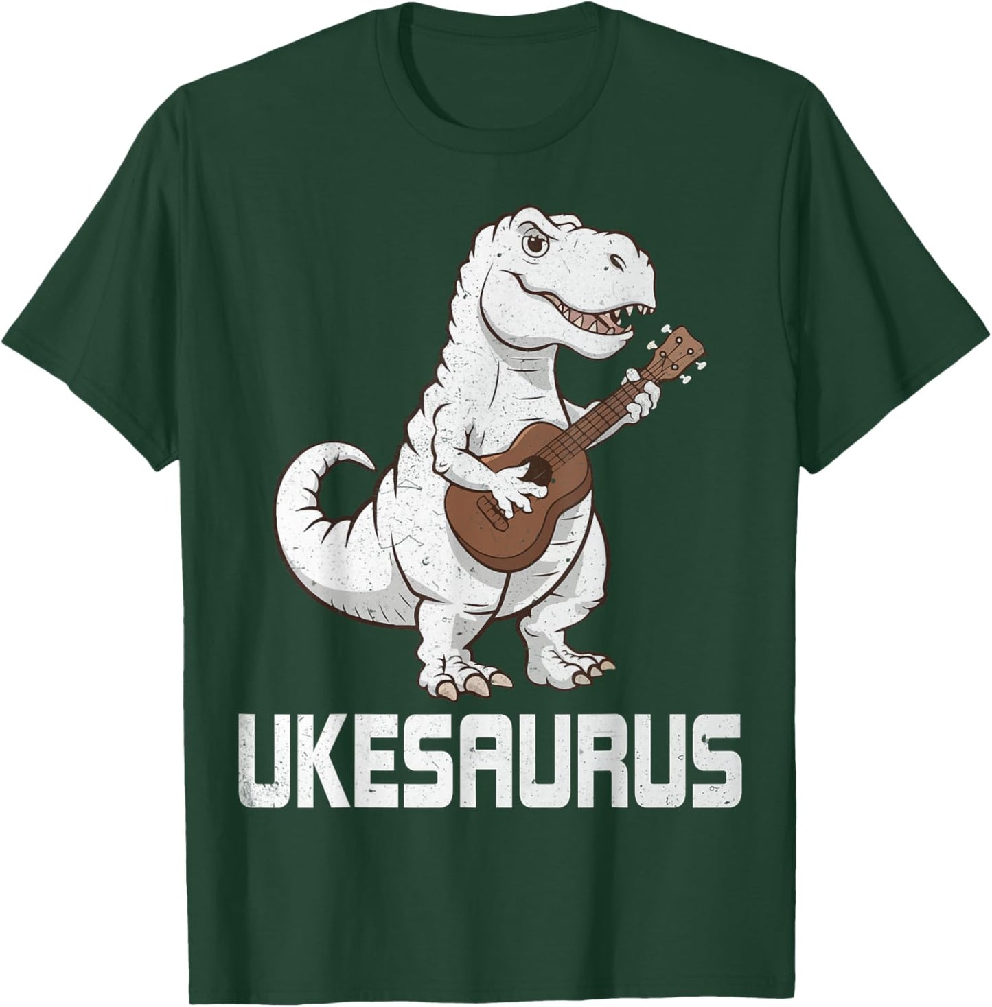 Ukesaurus - T-Rex Dinosaur Ukulele Player Uke Lover Pun T-Shirt - T-Shirt | Forest