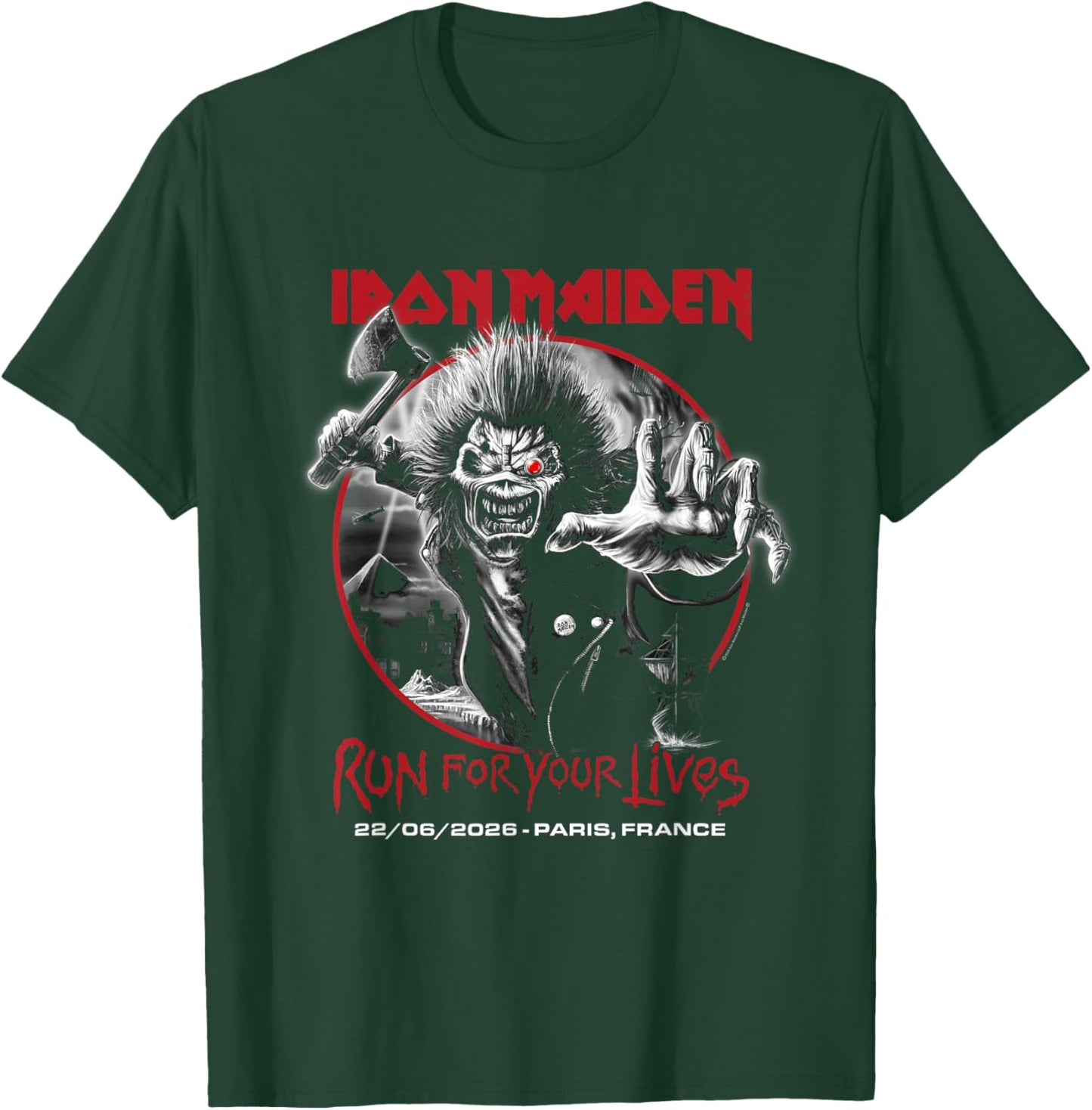 Iron Maiden Run for Your Lives Tour 2026 Paris T-Shirt - T-Shirt | Forest