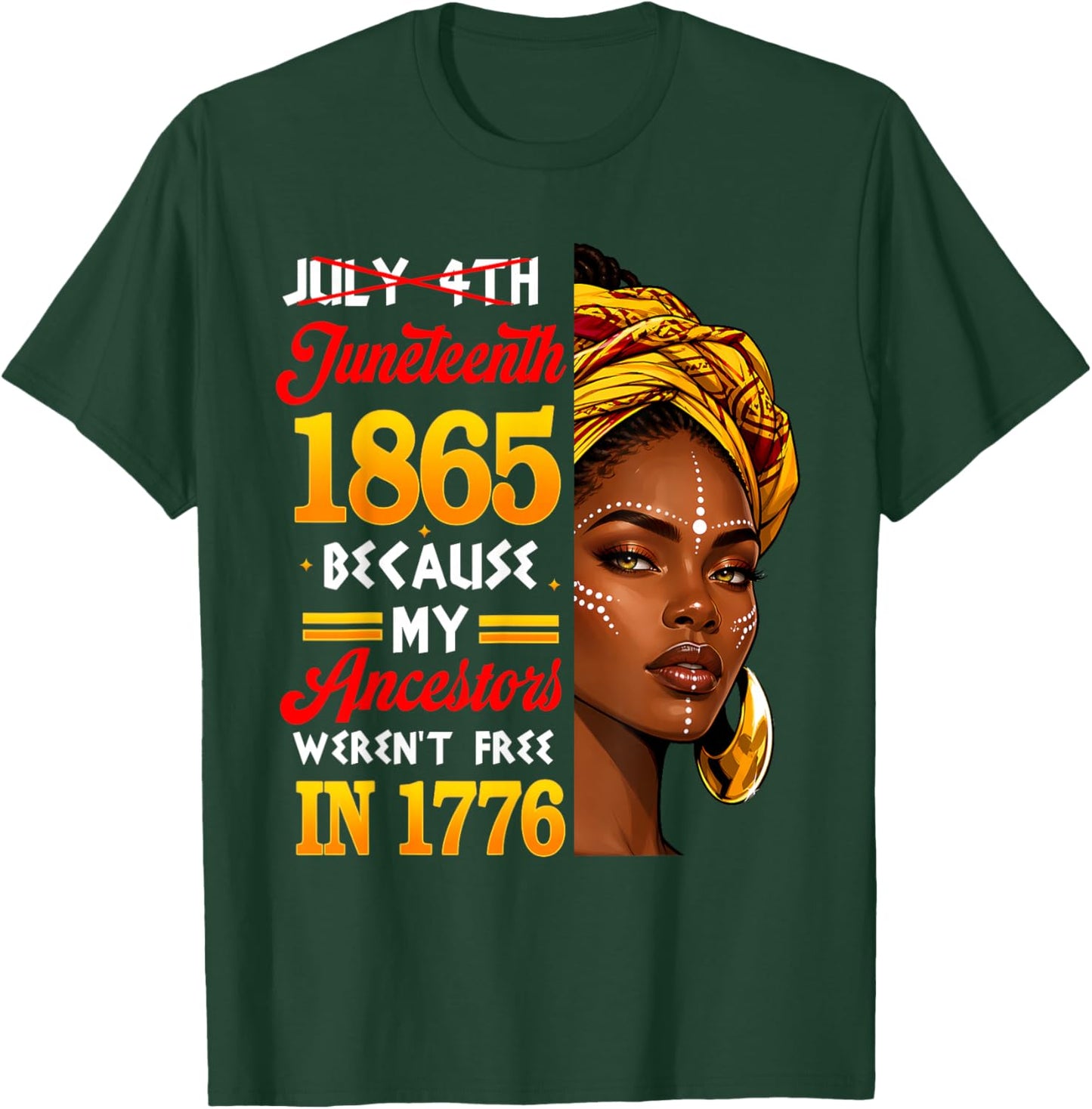 Juneteenth 1865 Afro African American 4th of July Men Women T-Shirt - T-Shirt | Forest