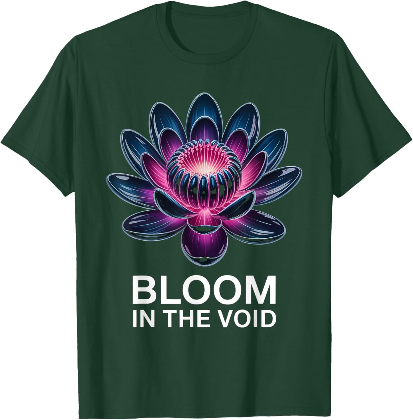 Bioluminescent Flower Space Noir Aesthetic T-Shirt - T-Shirt | Forest