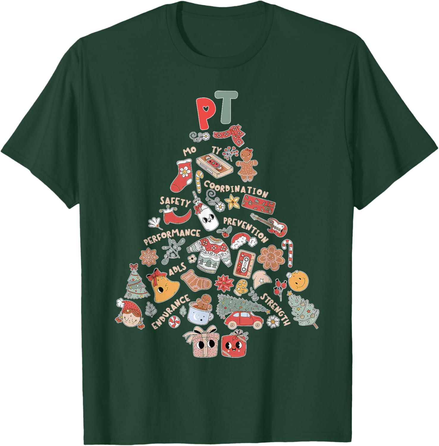 Physical Therapy Christmas PT Therapist Christmas Tree Xmas T-Shirt - T-Shirt | Forest
