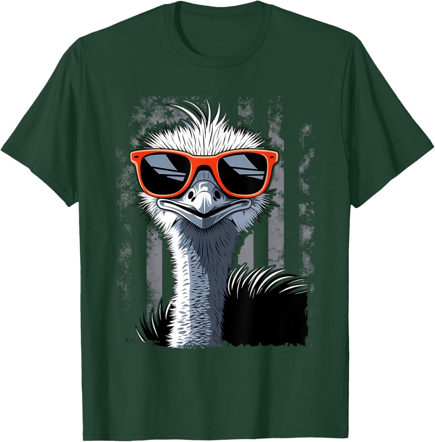 Cool Emu Bird Wearing Sunglasses Graphic Art T-Shirt - T-Shirt | Forest