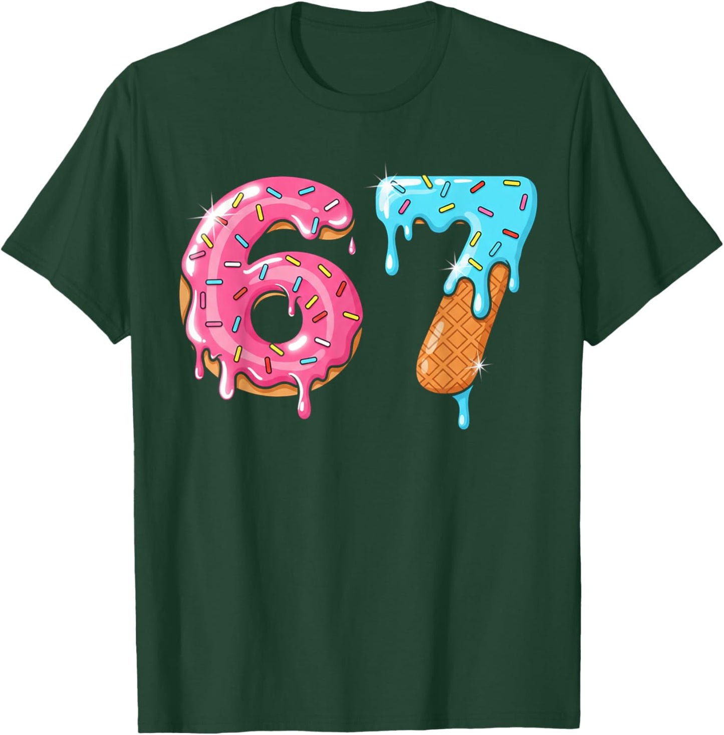 Funny 6 7 Six Seven Christmas Costume Meme Donut Ice Cream T-Shirt - T-Shirt | Forest