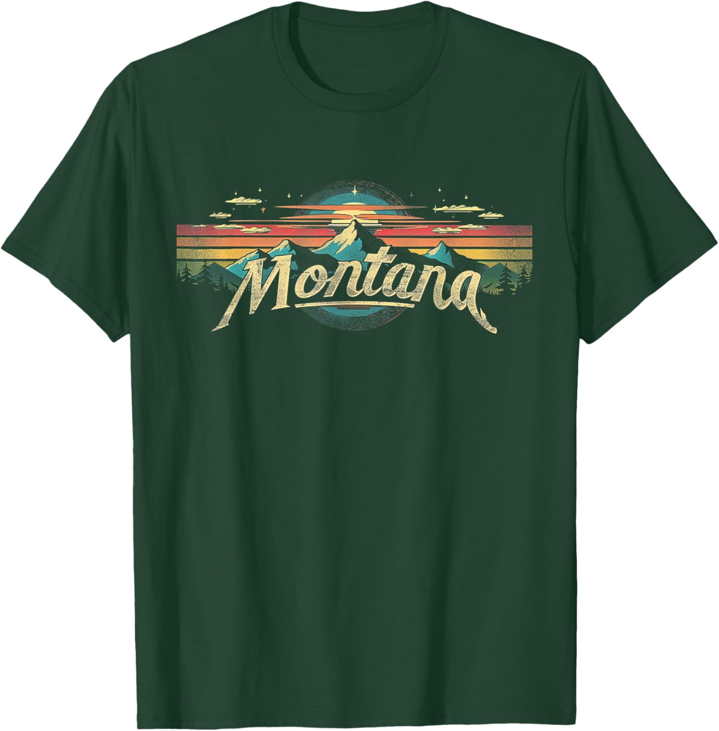 Montana -Cool Funny Graphic Vintage Men Women Kids Mountains T-Shirt - T-Shirt | Forest
