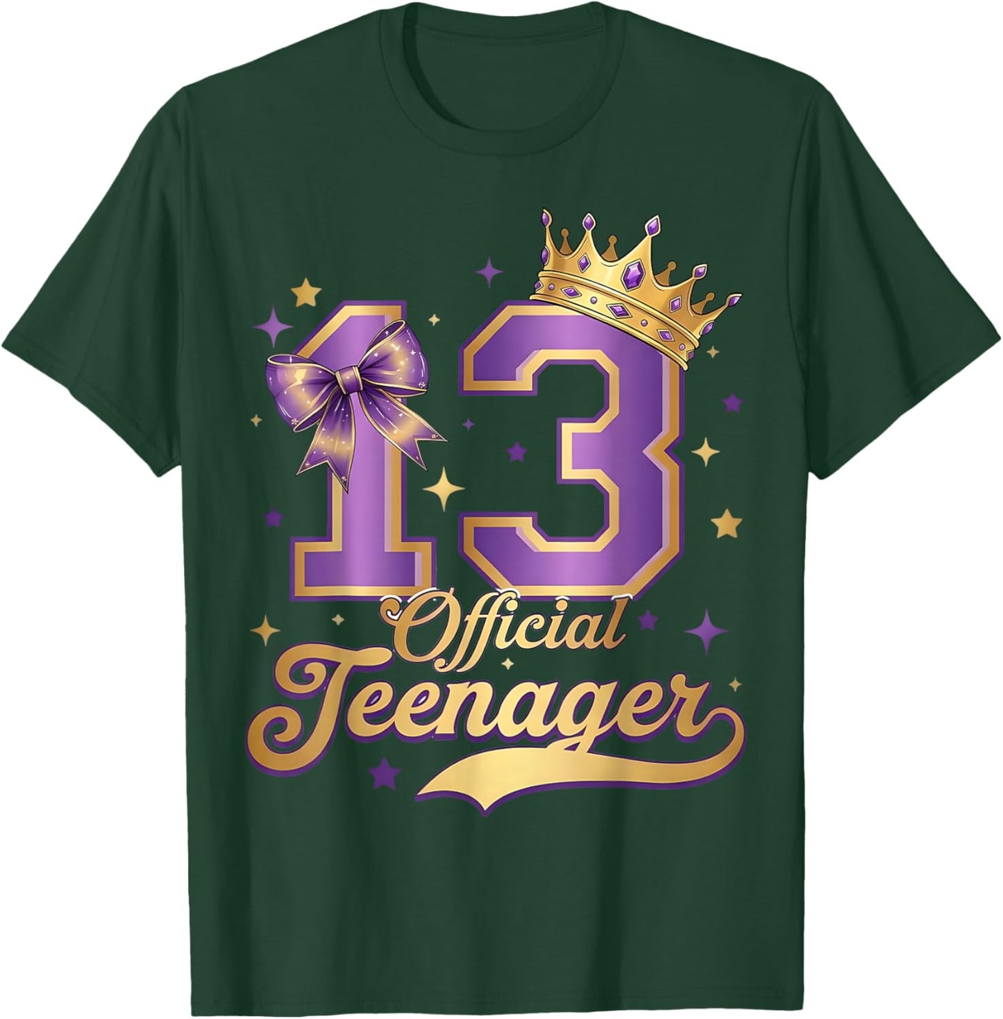 13th Birthday Official Teenager 13 Year Old Coquette Bow T-Shirt - T-Shirt | Forest