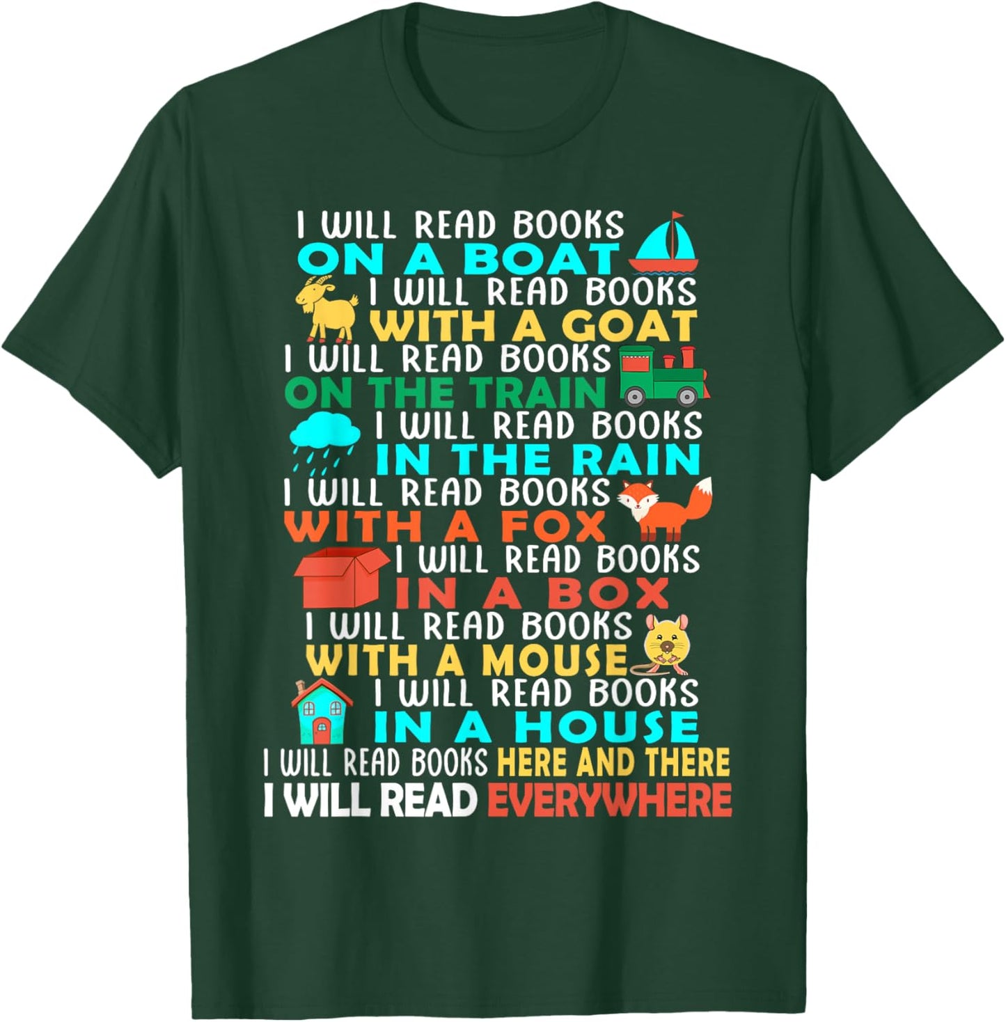 I Will Read Books On A Boat Kids Reading Read Books T-Shirt - T-Shirt | Forest