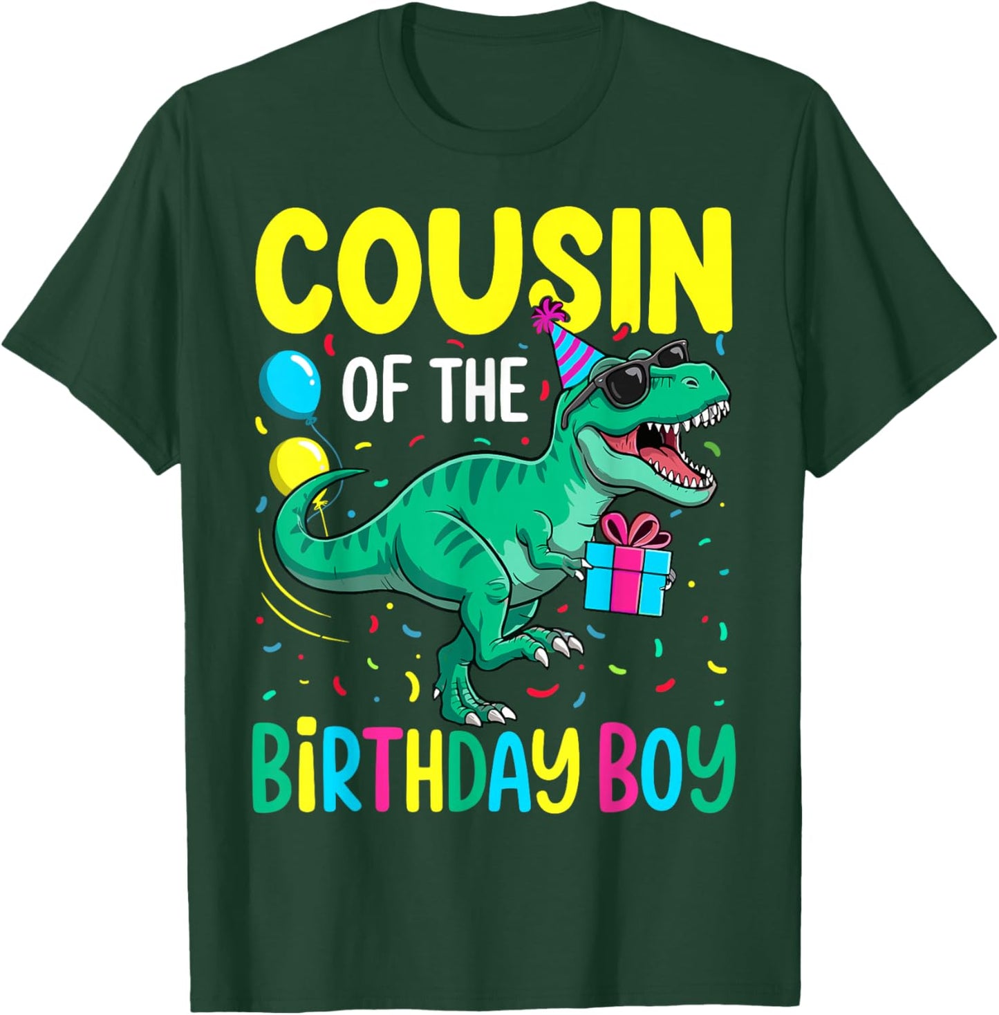 Cousin of The Birthday Party Outfit Dinosaur Squad Cousin T-Shirt - T-Shirt | Forest