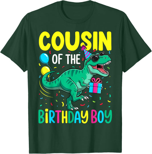 Cousin of The Birthday Party Outfit Dinosaur Squad Cousin T-Shirt - T-Shirt | Forest