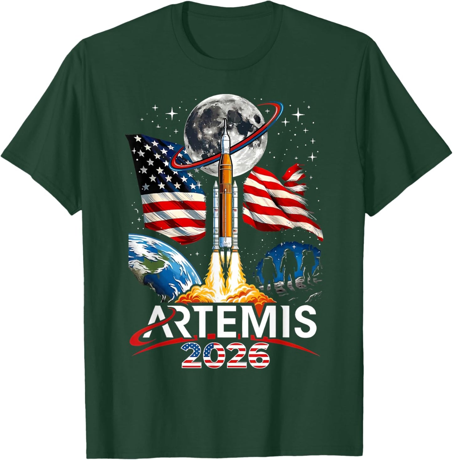 Artemis II Launch to The Moon 2026 T-Shirt - T-Shirt | Forest