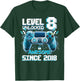 Level 8 Unlocked Awesome 2018 Video Game 8th Birthday T-Shirt - T-Shirt | Forest